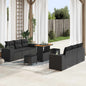 Conjunto de sofá de jardim 9 pcs Vime sintético preto