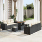 Conjunto de sofá de jardim com almofada 9 pcs Preto e creme