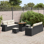 Conjunto de sofá de jardín con cojín 9 pcs Negro y crema
