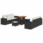Conjunto de sofá de jardín con cojín 9 pcs Negro y crema