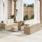 Conjunto de sofá de jardín con cojín 9 pcs Beige y Crema