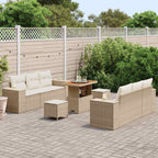 Conjunto de sofá de jardín con cojín 9 pcs Beige y Crema