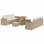 Conjunto de sofá de jardín con cojín 9 pcs Beige y Crema