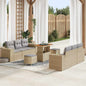 Conjunto de sofá de jardín con cojín 9 pcs Beige y Crema