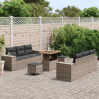 Conjunto de sofá de jardín 9 pcs Gris Rattan de Poliéster
