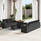 Conjunto de sofá de jardín 10 pcs Negro Rattan de Poliéster