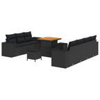 Conjunto de sofá de jardín 10 pcs Negro Rattan de Poliéster