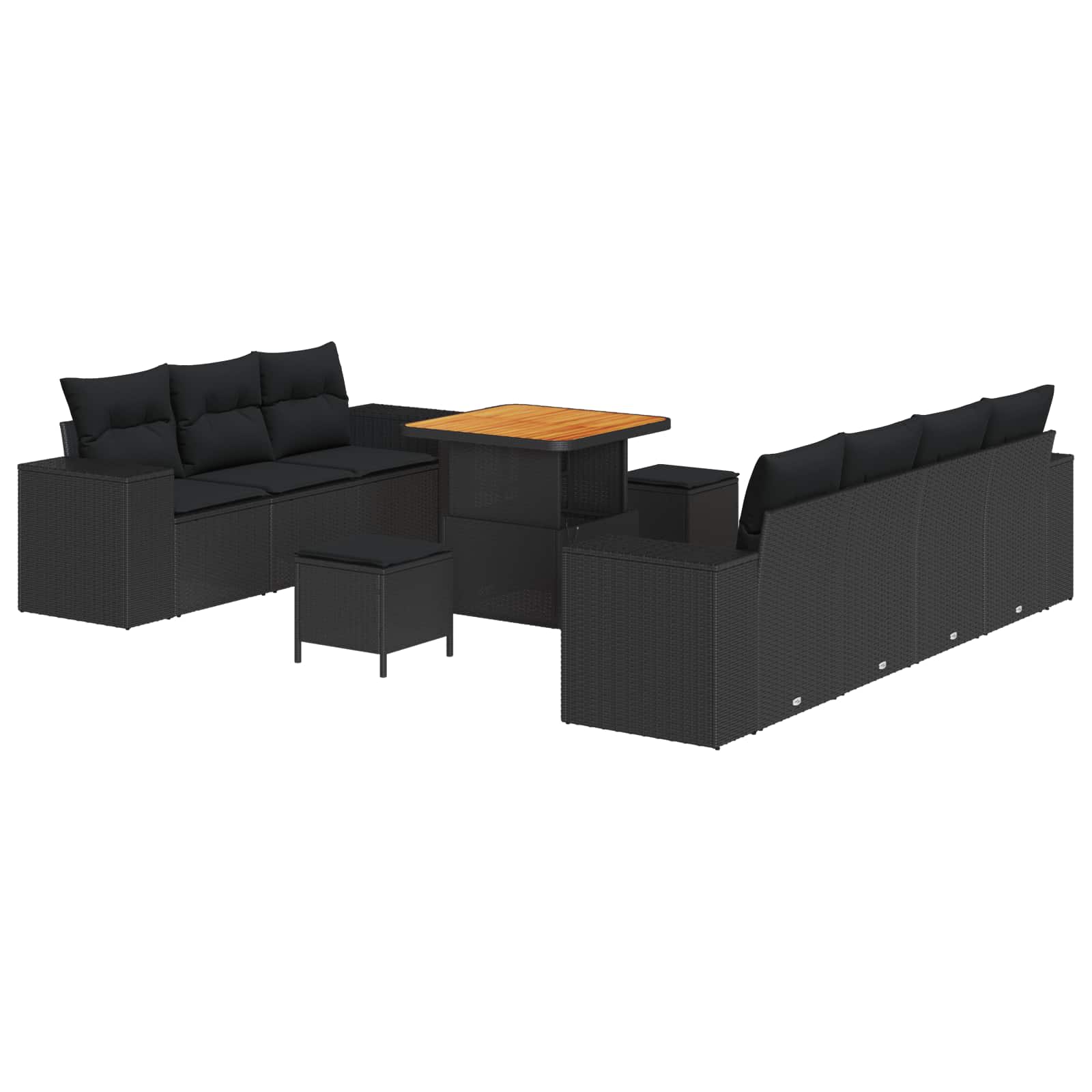 Conjunto de sofá de jardín 10 pcs Negro Rattan de Poliéster