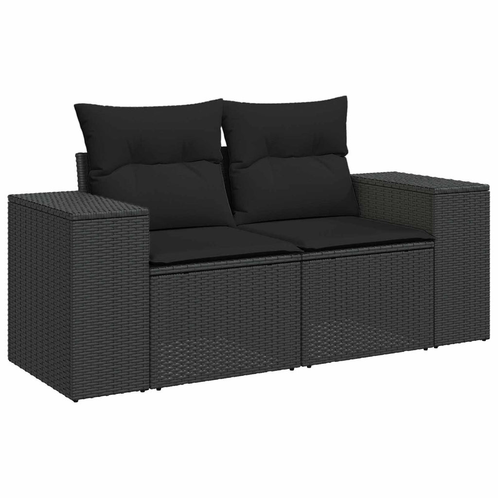 Conjunto de sofá de jardín 10 pcs Negro Rattan de Poliéster