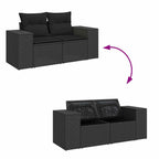 Conjunto de sofá de jardín 10 pcs Negro Rattan de Poliéster