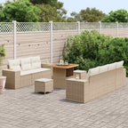 Conjunto de sofá de jardín con cojín 10 pcs Beige y Crema