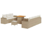 Conjunto de sofá de jardín con cojín 10 pcs Beige y Crema