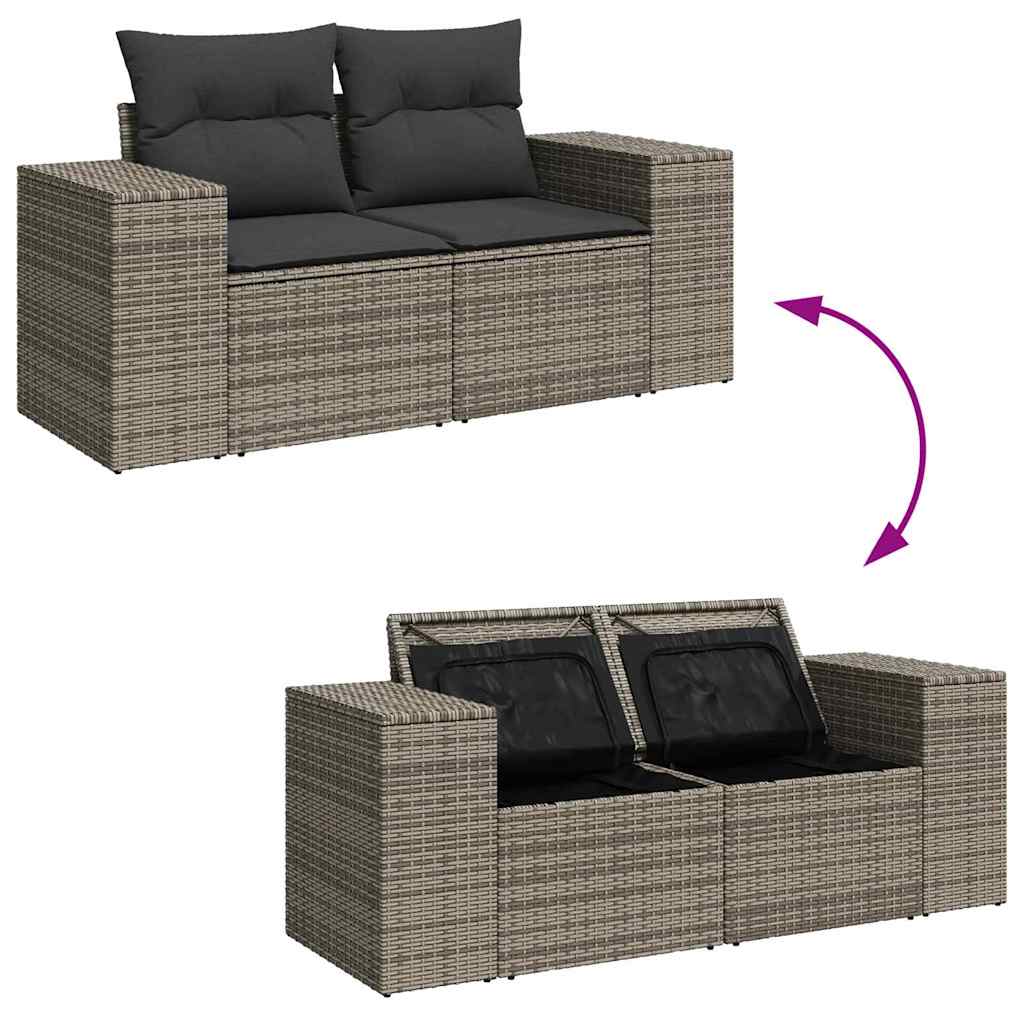 Conjunto de sofá de jardín 10 pcs Gris Rattan de Poliéster
