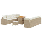 Conjunto de sofá de jardín 11 pcs Beige y Crema ratán sintético