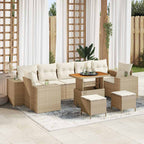 Conjunto de sofá de jardín con cojín 10 pcs Beige y Crema