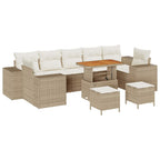 Conjunto de sofá de jardín con cojín 10 pcs Beige y Crema