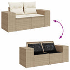 Conjunto de sofá de jardín con cojín 10 pcs Beige y Crema