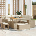 Conjunto de sofá de jardín 8 pcs Beige y Crema ratán sintético