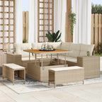 Conjunto de sofá de jardín 8 pcs Beige y Crema ratán sintético