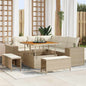 Conjunto de sofá de jardim 8 pcs Bege e Creme vime sintético