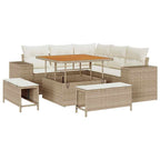 Conjunto de sofá de jardín 8 pcs Beige y Crema ratán sintético