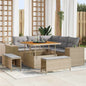 Conjunto de sofá de jardim com almofada 8 peças Bege e Cinzento Claro
