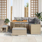 Conjunto de sofá de jardín con cojín 8 pcs Beige y Gris Claro