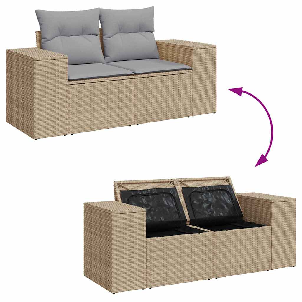 Conjunto de sofá de jardín con cojín 8 pcs Beige y Gris Claro