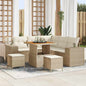 Conjunto de sofá de jardim 8 pcs Bege e Creme vime sintético