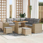 Conjunto de sofá de jardim com almofada 8 peças Bege e Cinzento Claro