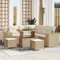 Conjunto de sofá de jardim 8 pcs Bege e Creme vime sintético