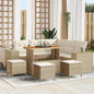 Conjunto de sofá de jardim 8 pcs Bege e Creme vime sintético