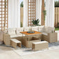 Conjunto de sofá de jardim 10 pcs Bege e Creme rotim sintético