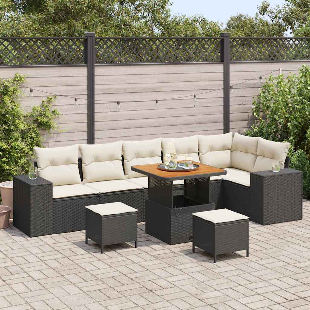 Conjunto de sofá de jardín 10 pcs Beige y Crema ratán sintético