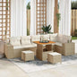 Conjunto de sofá de jardim 10 pcs Bege e Creme rotim sintético