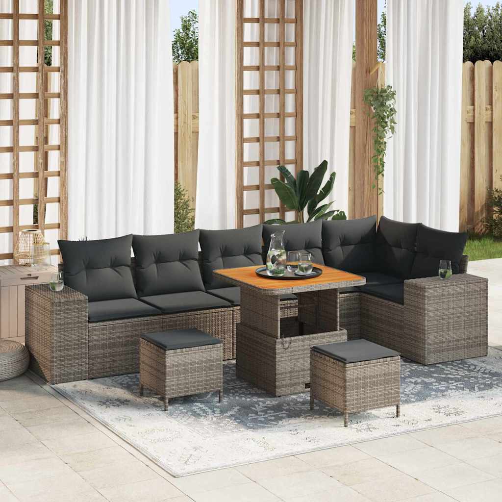 Conjunto de sofá de jardín 10 pcs Beige y Crema ratán sintético