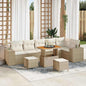 Conjunto de sofá de jardim 10 pcs Bege e Creme rotim sintético
