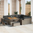 Conjunto de sofá de jardín con cojín 9 pcs Negro y crema