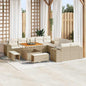 Conjunto de sofá de jardim 13 pçs Bege e Creme vime sintético