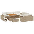 Conjunto de sofá de jardín 13 pcs Beige y Crema ratán sintético