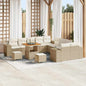 Conjunto de sofá de jardim 13 pçs Bege e Creme vime sintético