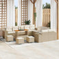Conjunto de sofá de jardim 13 pçs Bege e Creme vime sintético