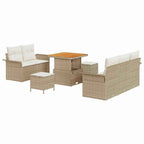 Conjunto de sofá de jardín con cojín 8 pcs Beige y Crema