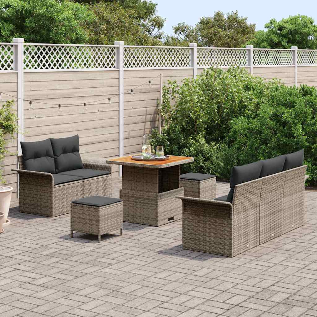 Conjunto de sofá de jardín con cojín 8 pcs Gris