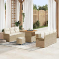 Conjunto de sofá de jardín con cojín 9 pcs Beige y Crema