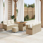 Conjunto de sofá de jardín con cojín 9 pcs Beige y Crema