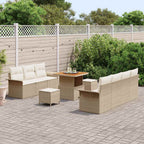 Conjunto de sofá de jardín con cojín 10 pcs Beige y Crema