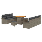 Conjunto de sofá de jardín con cojín con almohada 10 pcs Gris