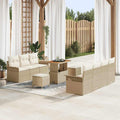 Conjunto de sofá de jardín con cojín 10 pcs Beige y Crema