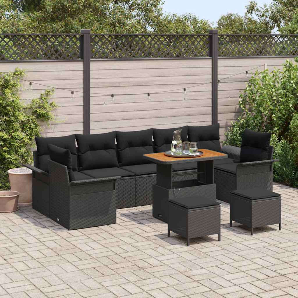Conjunto de sofá de jardín con cojín 10 pcs Beige y Crema